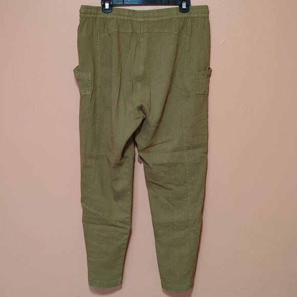 Kut From The Kloth Sandra Smocked Waist Linen Blend Pant Bronze Brown L - Picture 4 of 7